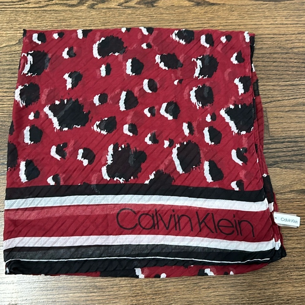 Calvin Klein 36x73 Inch Thin Printed Breathable Summer Neck Scarf Head Wrap